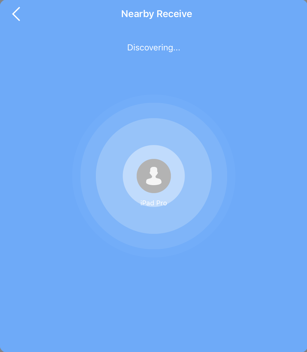 Starting a nearby receive session