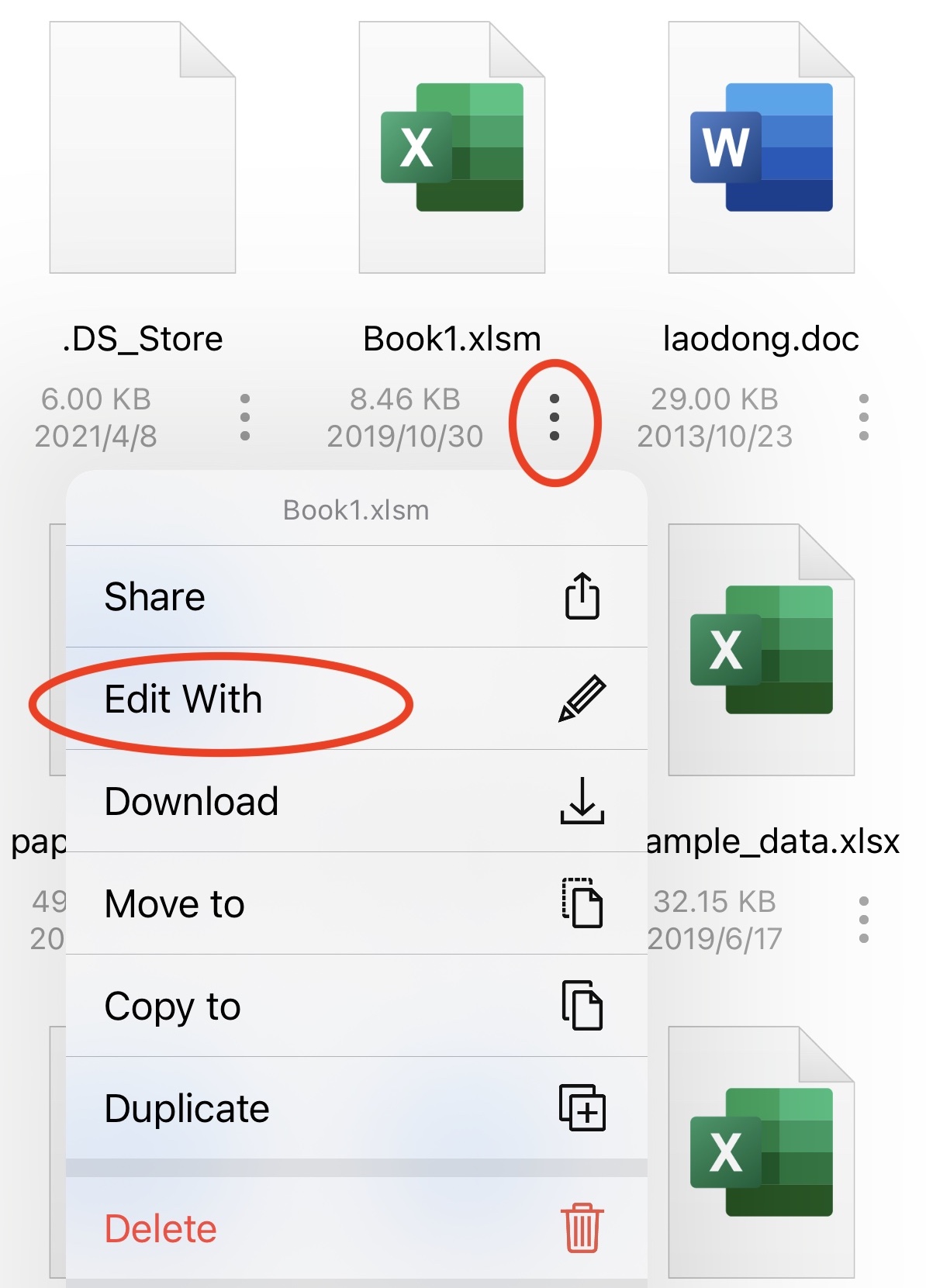 The Edit With action in the document context menu