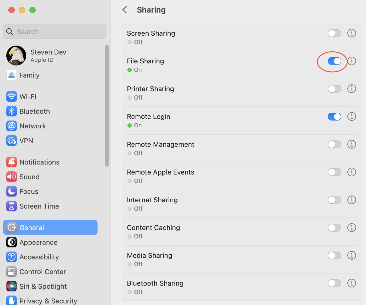 Restarting File Sharing in macOS