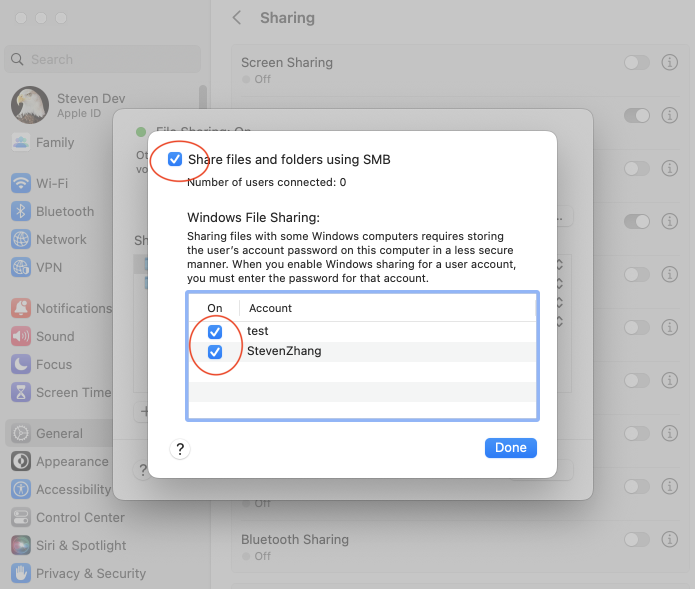 SMB file-sharing options in macOS