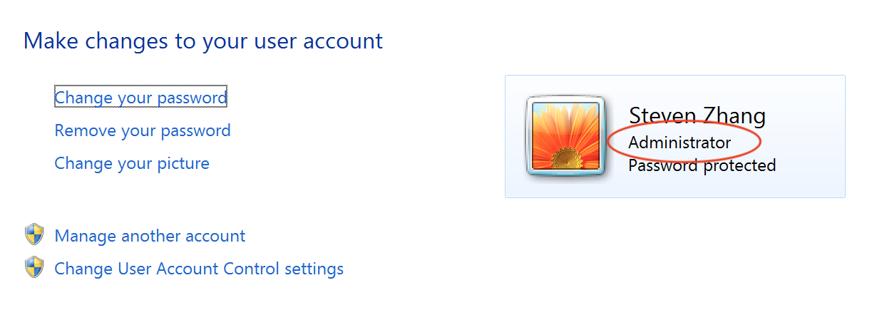 User Accounts in Windows 7