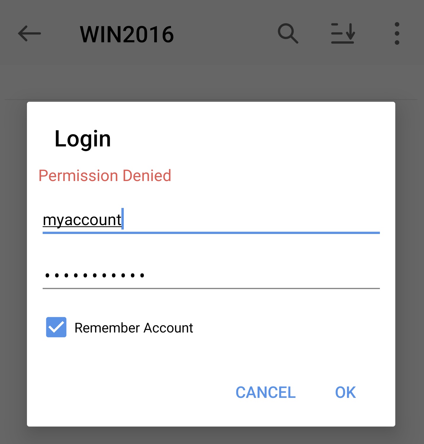 Entering credentials for a discovered computer