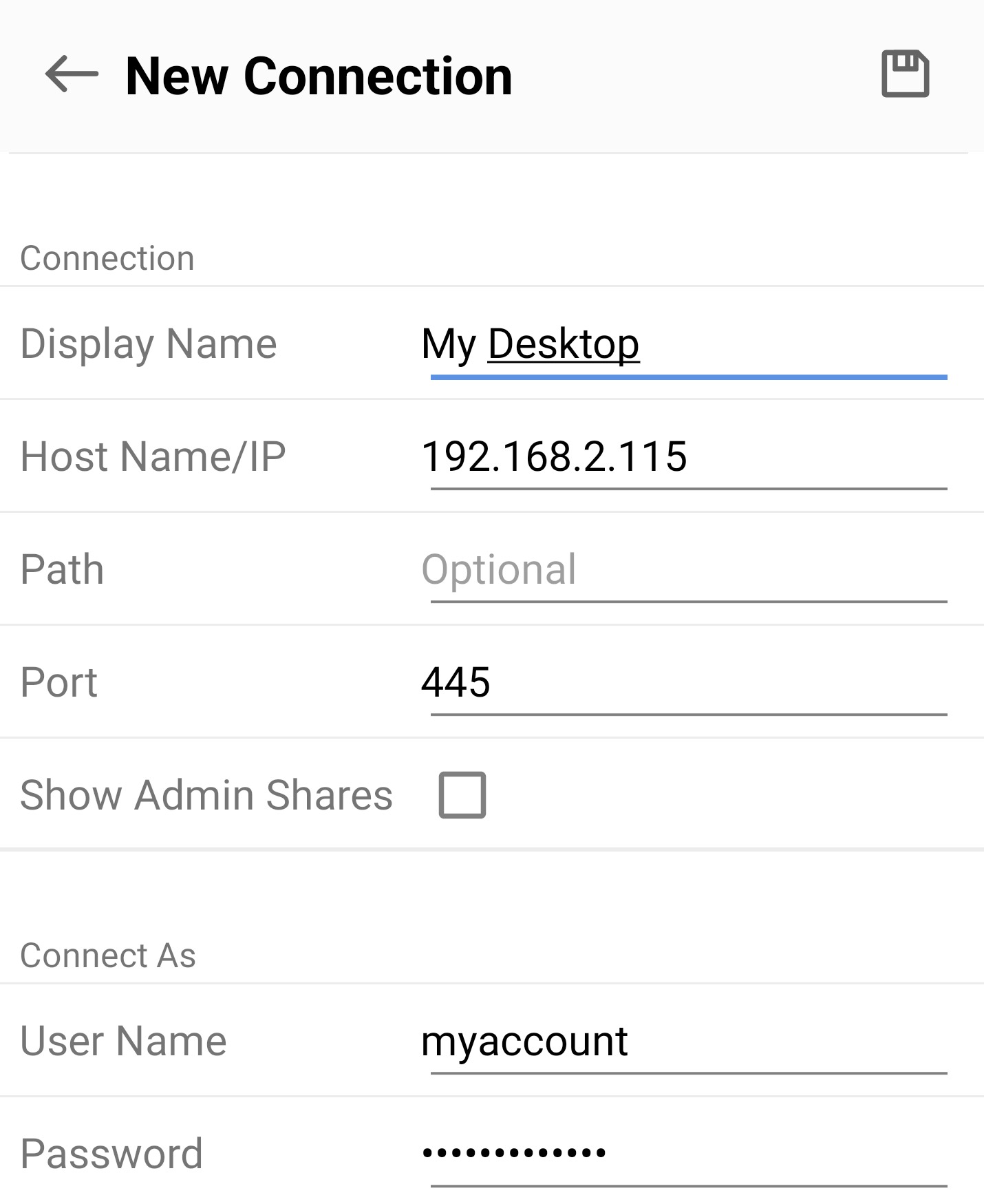 Manually configuring a computer connection