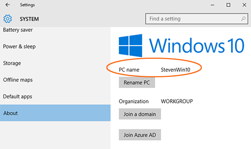 Der Computername in den Windows-10-Einstellungen