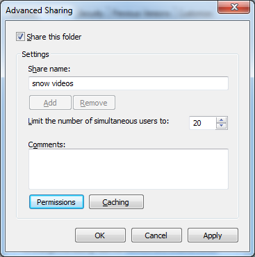 Windows 7の共有アクセス許可