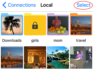 Selecting a folder to edit