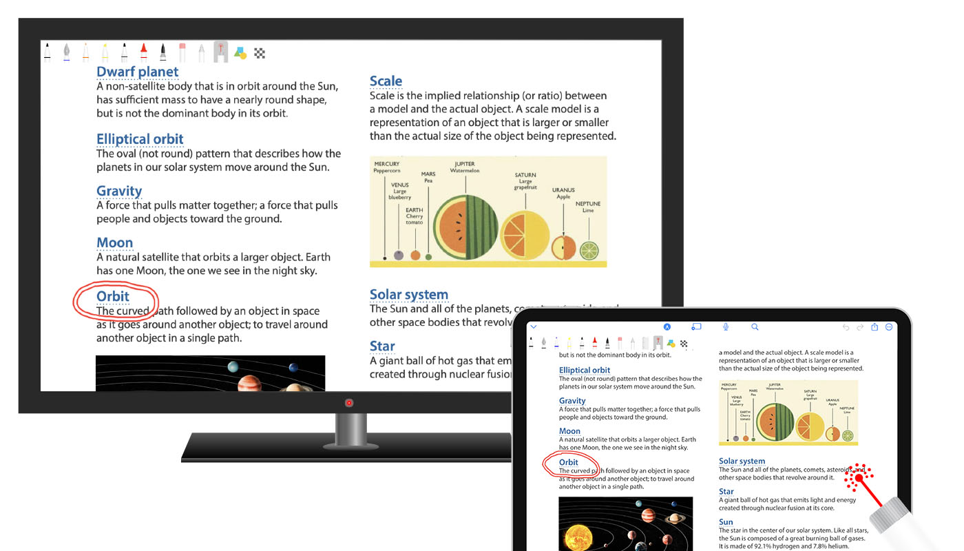 UltraNotes presentation mode on a display